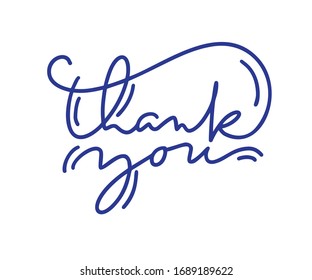 Texto vectorial dibujado a mano calligrafía en línea vintage Gracias en fondo blanco. Ilustración de letras caligráficas para el Día de Acción de Gracias.