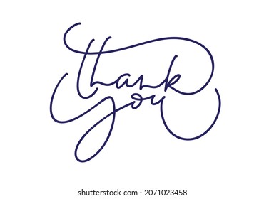 Hand drawn vector calligraphy monoline vintage text Thank you on white background. Calligraphy lettering illustration for Thanksgiving Day.