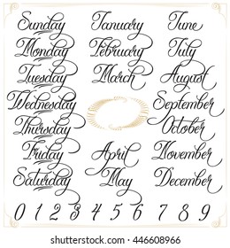 Hand drawn vector calligraphy tattoo style alphabet