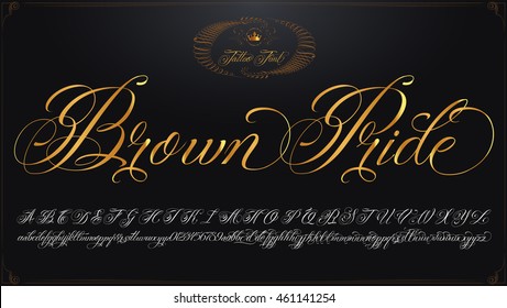 Hand drawn vector calligraphy tattoo alphabet with numbers