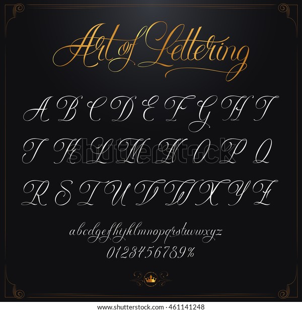 Hand Drawn Vector Calligraphy Tattoo Alphabet Stock Vector (Royalty ...