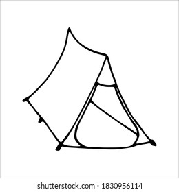 Hand drawn vector camp tent clip art. Isolated on white background drawing for prints, poster, cute stationery, travel design. High quality illustration