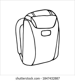 Hand drawn vector camping backpack clip art. Isolated on white background drawing for prints, poster, cute stationery, travel design. High quality illustrations