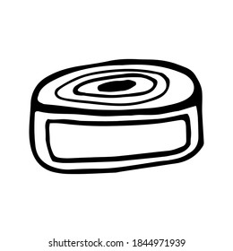 Hand drawn vector camping canned food clipart. Isolated on white background drawing for prints, poster, cute stationery, travel design. High quality illustration