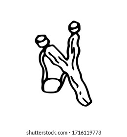 Hand drawn vector camping illustranion. Slingshot. Suitable for postcards, for backgrounds, flyers, decorations, banners, icons. It can be used as a sample for the designer. Eps 8.