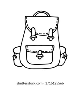 Hand drawn vector camping illustranion. Backpack. Suitable for postcards, for backgrounds, flyers, decorations, banners, icons. It can be used as a sample for the designer. Eps 8.