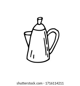 Hand drawn vector camping illustration. Kettle. Suitable for postcards, for backgrounds, flyers, decorations, banners, icons. It can be used as a sample for the designer. Eps 8.