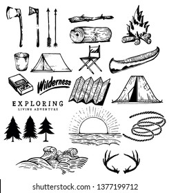 Hand Drawn Vector Camping Stuff 