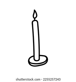 Hand drawn vector candle. Cozy doodle illustration 