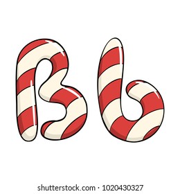 Hand drawn vector candy cane letter B