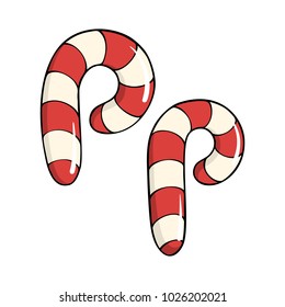 Hand drawn vector candy cane letter P