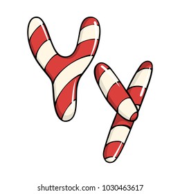 Hand drawn vector candy cane letter Y
