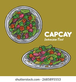 Handgezeichneter Vektor Capcay Indonesisch Food Illustration Design