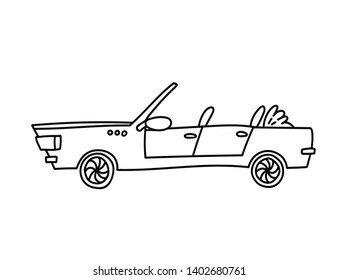 Hand drawn vector car icon. Cute isolated doodle illustration.