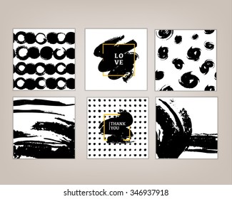 hand drawn vector card collection, ink design, card template for invitation, greeting, party, wedding, save date, Christmas. Logo collection and identity elements. 