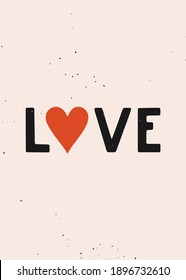 Tarjeta vectorial dibujada a mano con frase de amor en estilo vintage plano. Afiche del Día de San Valentín, vacaciones románticas, día de la mujer y diseño de bodas. Ilustración vectorial, símbolos de amor y romance