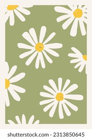 Hand drawn vector card with lovely wildflowers. Floral poster for summer design and prints. Cute botanical art with blooming flowers in trendy flat style. Modern floral illustration