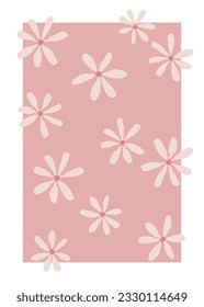 Hand drawn vector card with lovely wildflowers. Floral poster for summer design and prints. Cute botanical art with blooming flowers in trendy flat style. Modern floral illustration