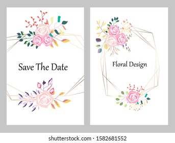 Hand drawn vector cards with flowers,leaves. Botanic  Design for banner, wedding, poster, invitation, cover, placard, brochure, header.
