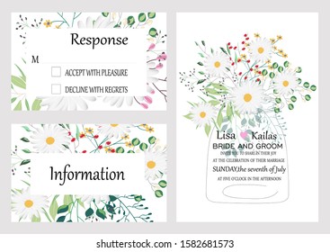 Hand drawn vector cards with flowers,leaves. Botanic  Design for banner, wedding, poster, invitation, cover, placard, brochure, header.