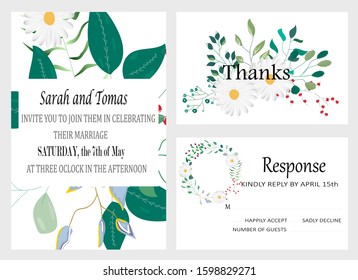 Hand drawn vector cards with flowers,leaves. Botanic  Design for banner, wedding, poster, invitation, cover, placard, brochure, header.