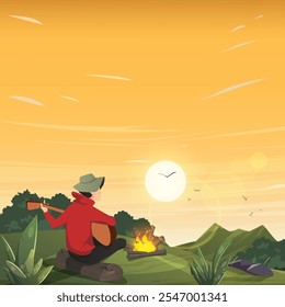 Hand drawn vector cartoon adventure background