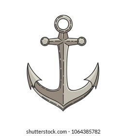 Hand drawn vector cartoon anchor isolated on white background