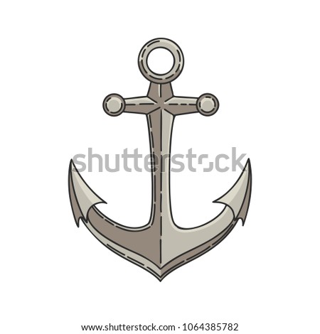 Hand drawn vector cartoon anchor isolated on white background