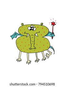 Hand drawn vector cartoon doodle monster.