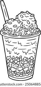 Hand Drawn Vector Cartoon Halo Halo Filipino Dessert Line Art
