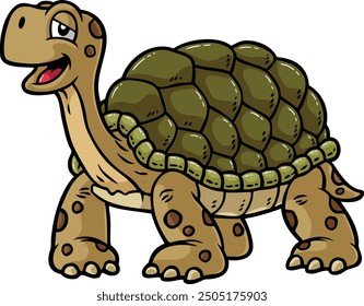 Hand Drawn Vector Cartoon Happy Tortoise