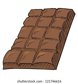 Hand drawn, vector, cartoon illustration of bar of chocolate
