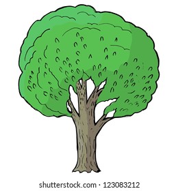 Hand drawn, vector, cartoon illustration of poplar