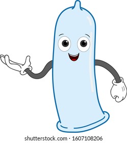Hand drawn vector cartoon illustration of a Condom to prevent sexual transmitted disease