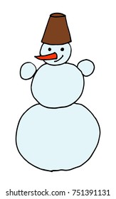 hand drawn vector cartoon illustration of Christmas Snowman.