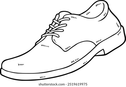 Dibujado a mano de Vector de dibujos animados zapatos de cuero de los hombres Line Art