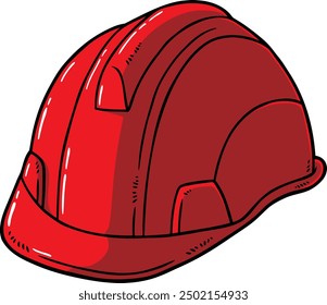 Handgezeichneter Vektor Cartoon Red Fire Fighters Hard Hat