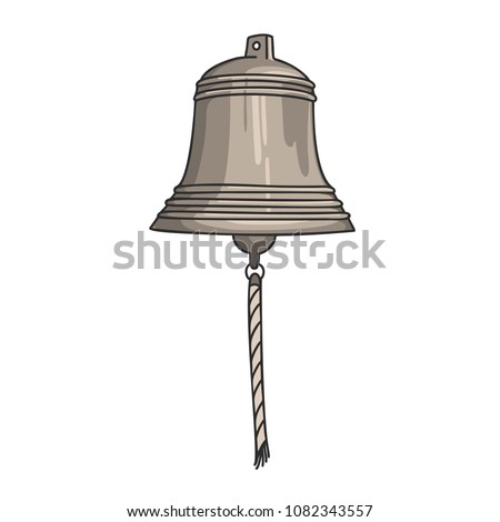 Hand drawn vector cartoon ship bell isolated on white background