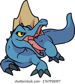 Hand Drawn Vector Cartoon Spinosaur Roaring for Dinosaur Related Design