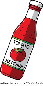 Hand Drawn Vector Cartoon Tomato Ketchup