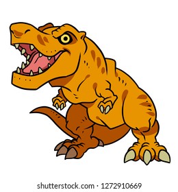 Hand drawn vector cartoon Tyrannosaurus Rex roaring, for illustration and dinosaur related design
