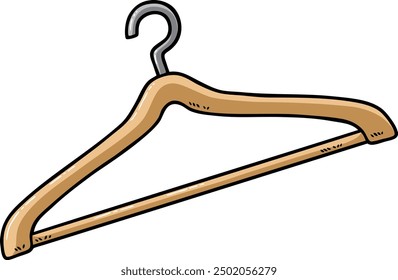 Hand Drawn Vector Cartoon Wooden Clothe Hanger