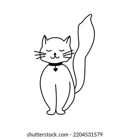 Hand drawn vector cat. Isolated on white background