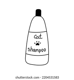 Hand drawn vector cat shampoo. Isolated on white background