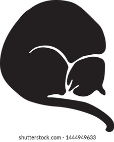 Hand Drawn Vector Cat Silhouette.
 Isolated On White Element