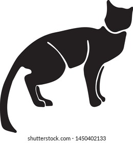 Hand Drawn Vector Cat Silhouette.
 Isolated On White Element
