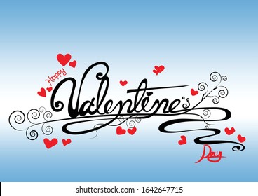 Hand drawn vector character card With a red heart Is a handwritten character poster Happy Valentine's Day.