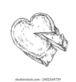 Hand drawn vector cheese illustration. Neufchatel coeur heart shaped milk cheese image. Dairy design template