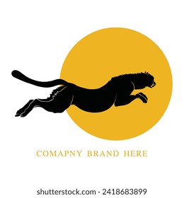 Hand drawn vector Cheetah silhouette, An animal vector silhouette, Hunting Cheetah logo element
