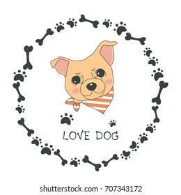 Hand drawn vector Chihuahua dog cute cartoon design, dog vector illustration.